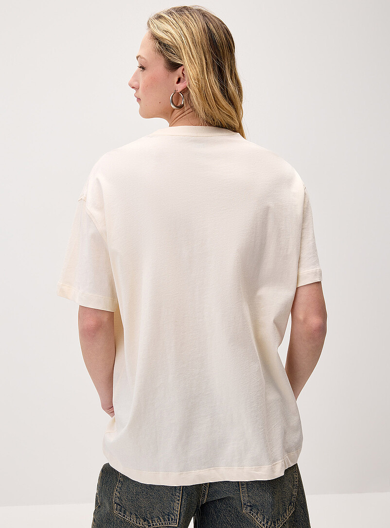 Twik: Le t-shirt ample imprim&eacute; graphique Ivoire - Beige cr&egrave;me pour femme