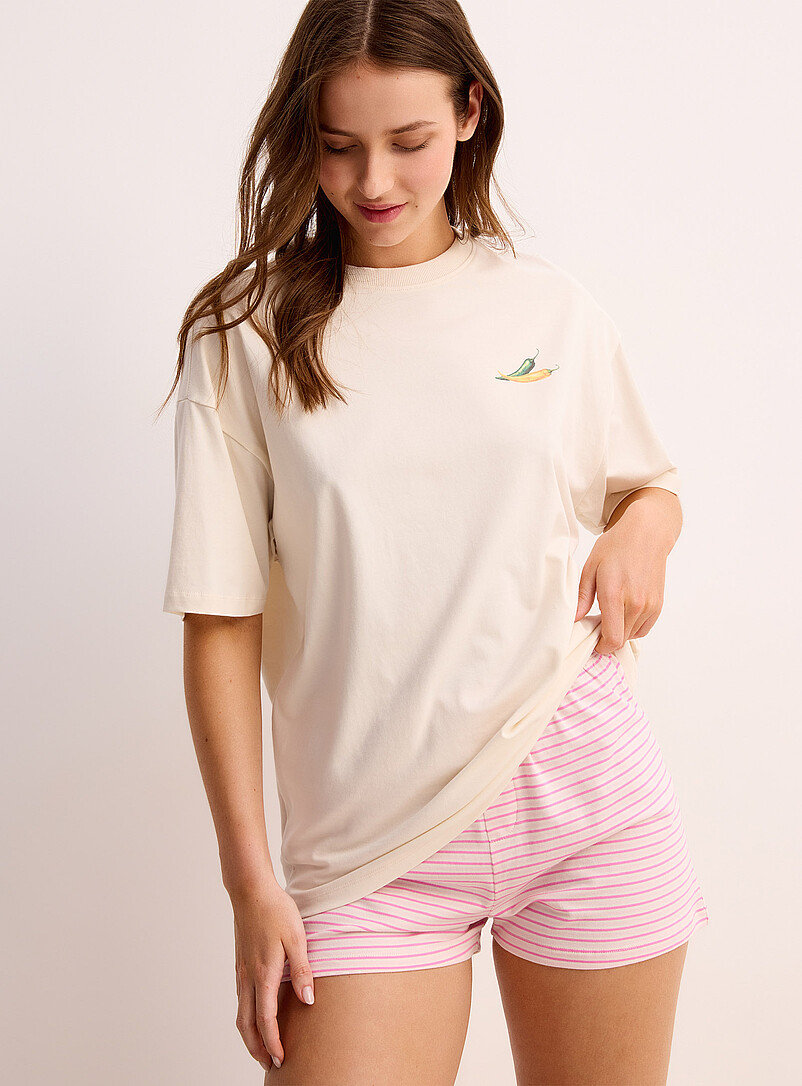 Miiyu x Twik: Le t-shirt ample imprim&eacute; ludique Bleu pour femme