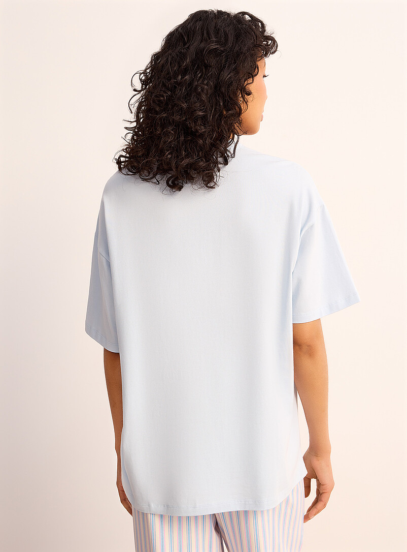 Miiyu x Twik: Le t-shirt ample imprim&eacute; ludique Bleu pour femme