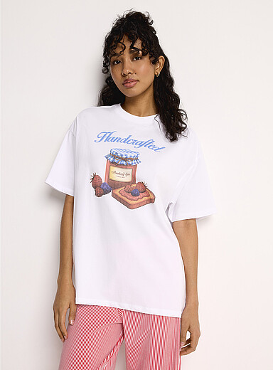 Miiyu x Twik Patterned white Playful print loose T-shirt for women