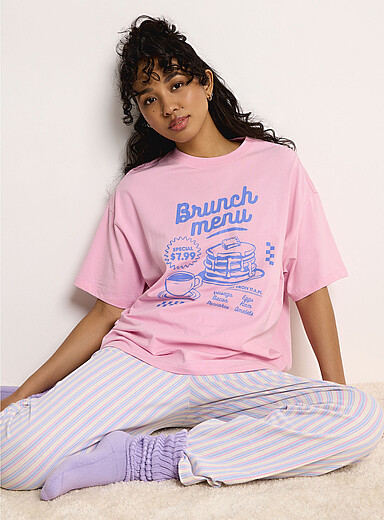 Miiyu x Twik: Le t-shirt ample imprim&eacute; ludique Rose pour femme