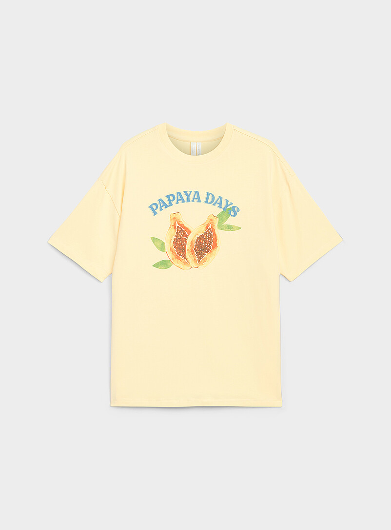 Miiyu x Twik Ecru/Linen Playful print loose T-shirt for women