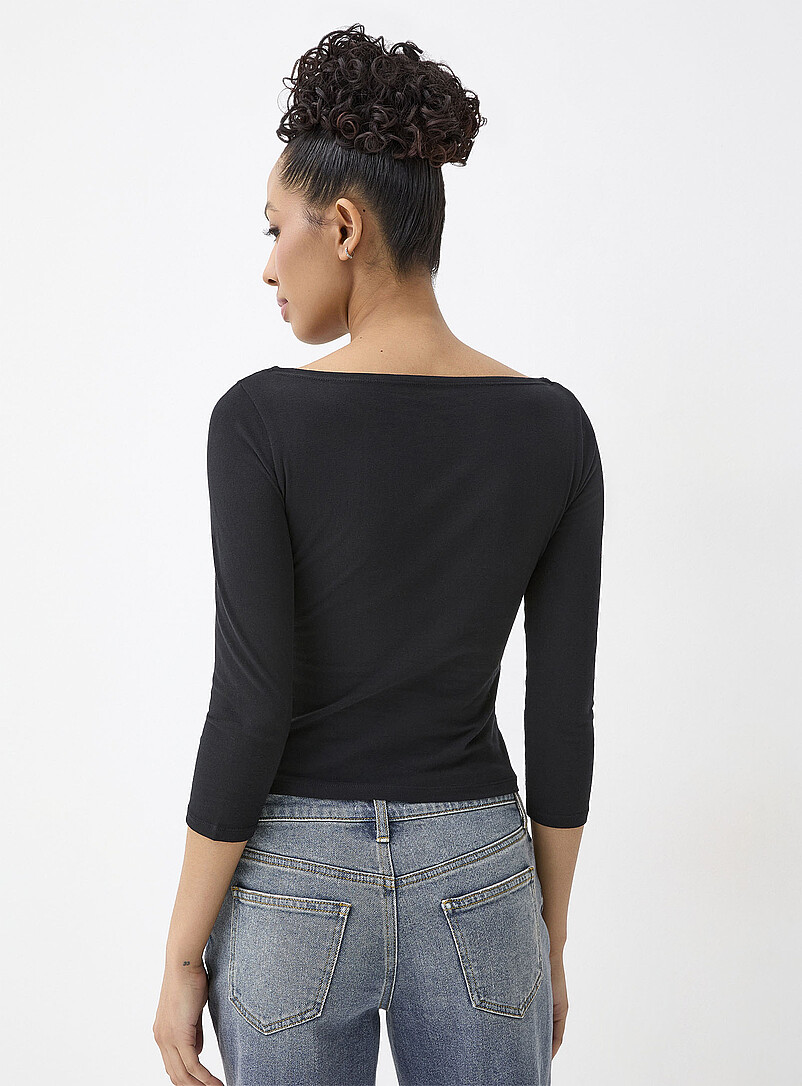 Twik Navy/Midnight Blue 3/4-sleeve boat-neck tee for women