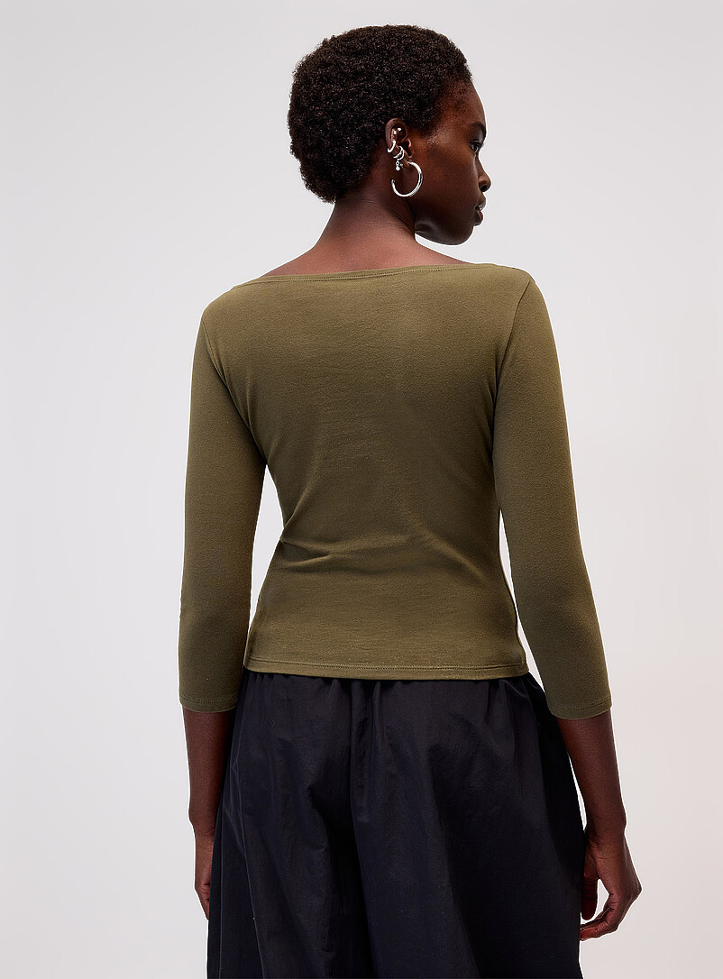 Twik Navy/Midnight Blue 3/4-sleeve boat-neck tee for women