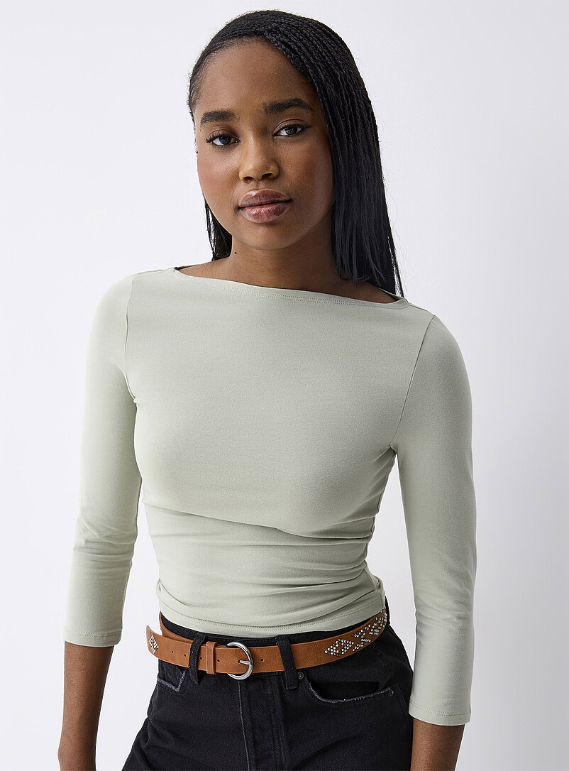 3/4-sleeve boat-neck tee | Twik | Women's Short-Sleeve T-shirts
