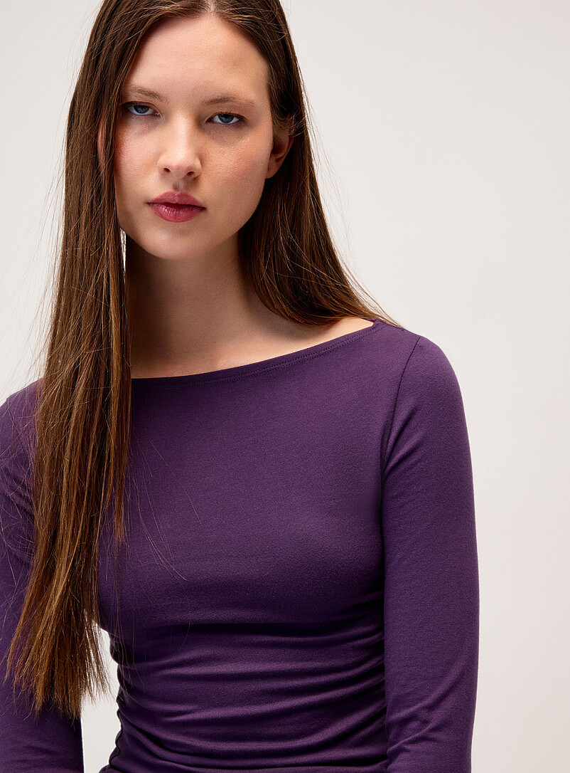 Twik Navy/Midnight Blue 3/4-sleeve boat-neck tee for women