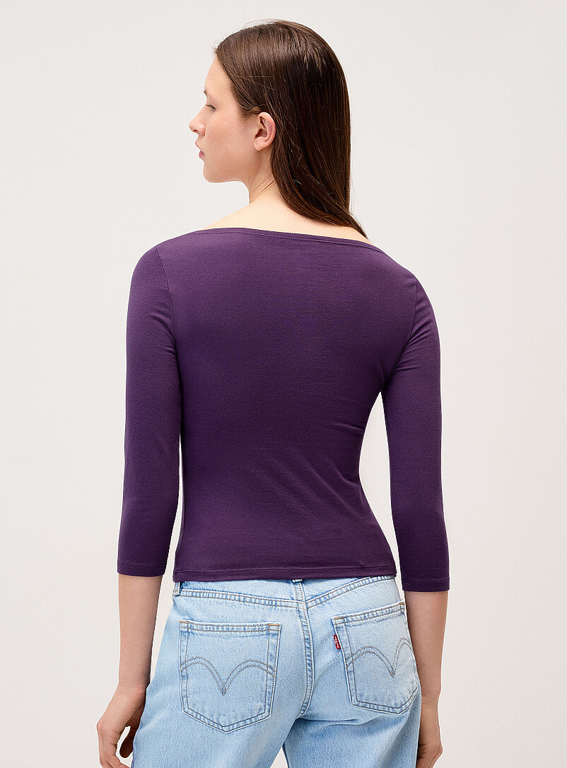 Twik Navy/Midnight Blue 3/4-sleeve boat-neck tee for women