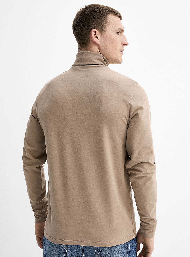 T-shirt Col Roulé Homme Manches Longues - Coupe Ajustée, Matière Douce - Basique Pour Loisirs, Sport, Quotidien