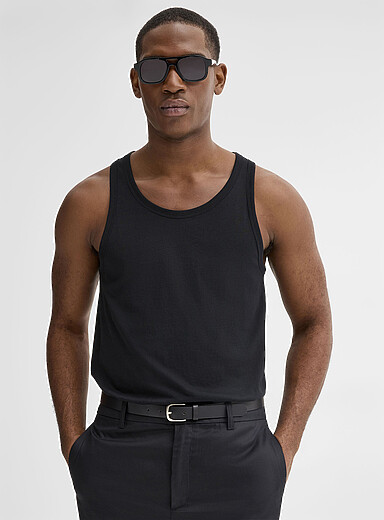 Le 31: La camisole pur coton biologique <b>Coupe standard</b> Noir pour homme