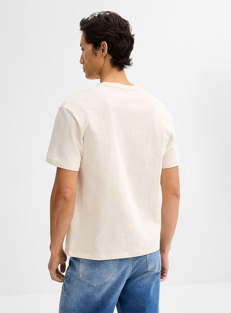 Le 31: Le t-shirt henley pur coton biologique <b>Coupe confort</b> Ivoire - Beige cr&egrave;me pour homme