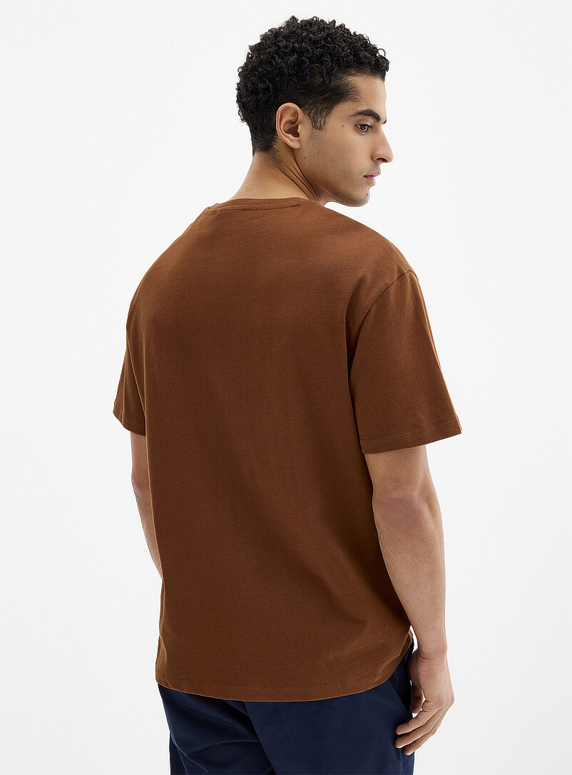 Le 31: Le t-shirt henley pur coton biologique <b>Coupe confort</b> Ivoire - Beige cr&egrave;me pour homme
