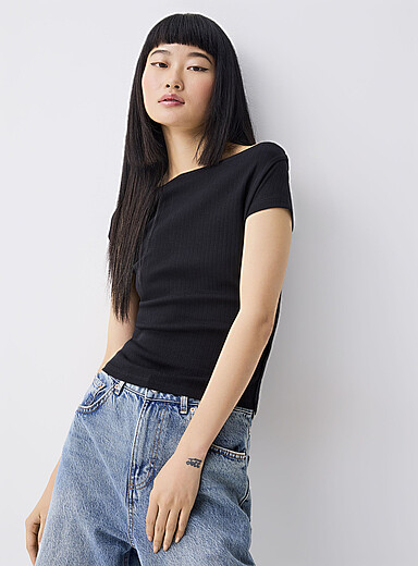 Ribbed boat-neck T-shirt | Twik | Women's Short-Sleeve T-shirts