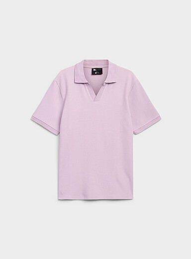 Le 31: Le polo col Johnny c&ocirc;tes plates <b>Coupe standard</b> Lilas pour homme