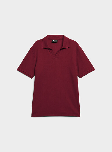 Flat-ribbed Johnny collar polo <b>Standard fit</b>