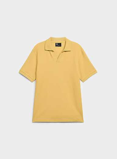 Le 31: Le polo col Johnny c&ocirc;tes plates <b>Coupe standard</b> Jaune tournesol pour homme