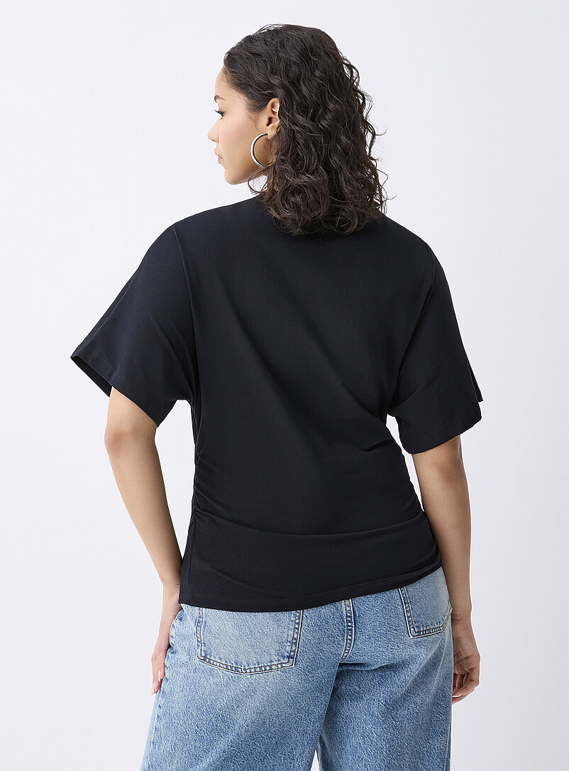 Twik: Le t-shirt taille fronc&eacute;e Blanc pour femme