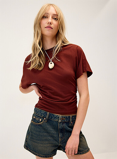 Twik Brown Gathered waist T-shirt for women