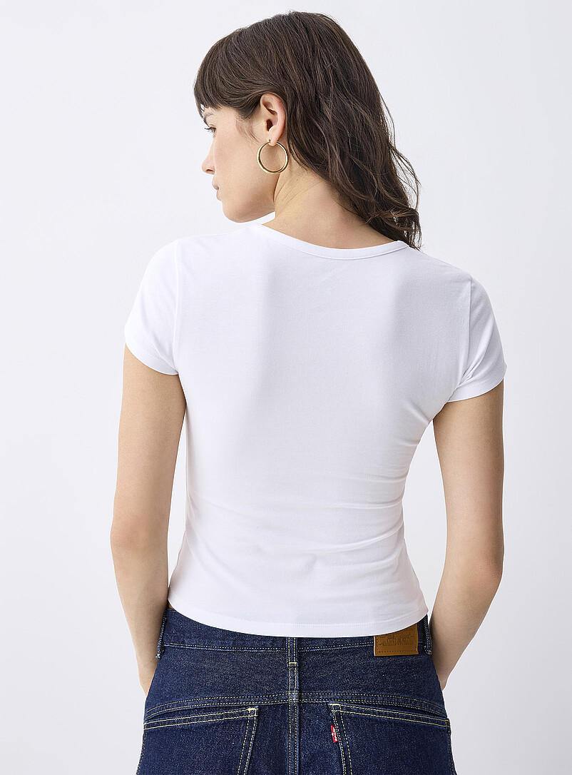 Twik: Le t-shirt henley manches cape Blanc pour femme