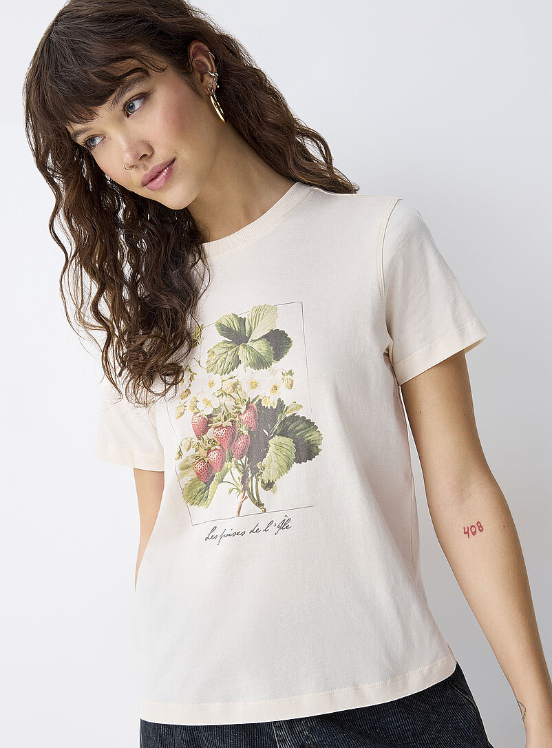Twik Peach Printed tee <b>Relaxed fit</b> for women