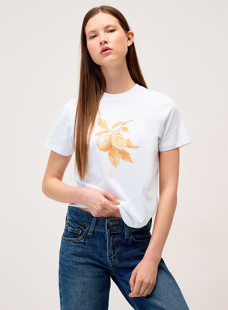 Twik Peach Printed tee <b>Relaxed fit</b> for women