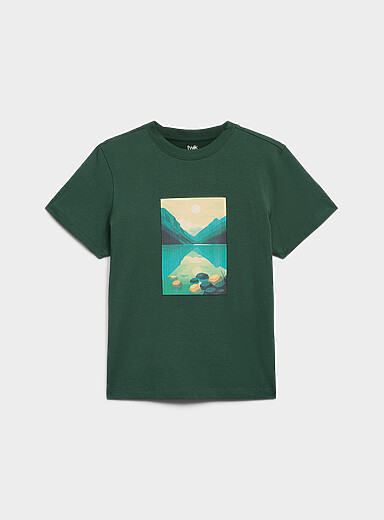 Twik Pine/Bottle Green Printed tee <b>Relaxed fit</b> for women