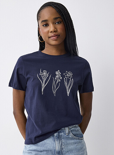 Twik Indigo/Dark Blue Printed tee <b>Relaxed fit</b> for women