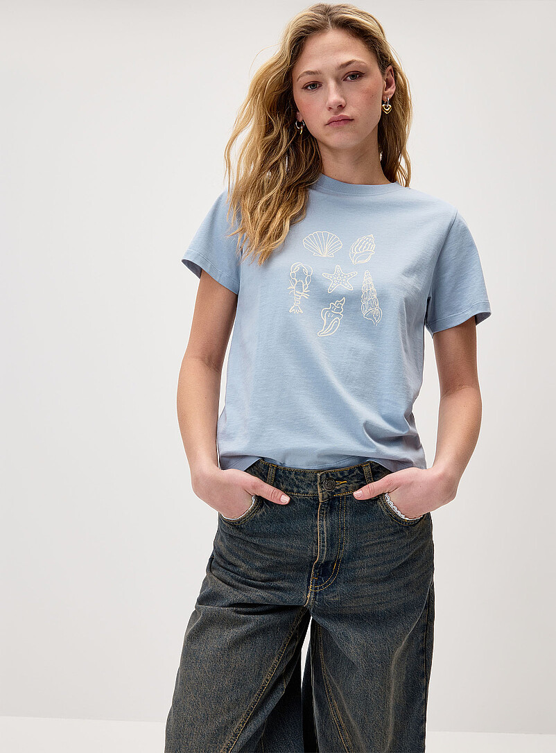 Twik: Le t-shirt imprim&eacute; <b>Coupe d&eacute;contract&eacute;e</b> P&ecirc;che pour femme