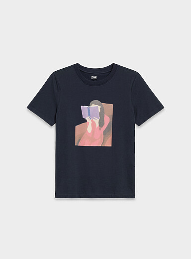 Twik: Le t-shirt imprim&eacute; <b>Coupe d&eacute;contract&eacute;e</b> Bleu assorti pour femme