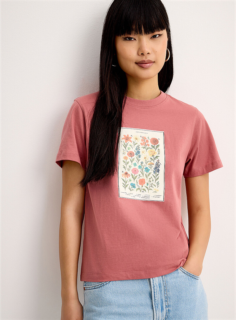 Twik Peach Printed tee <b>Relaxed fit</b> for women