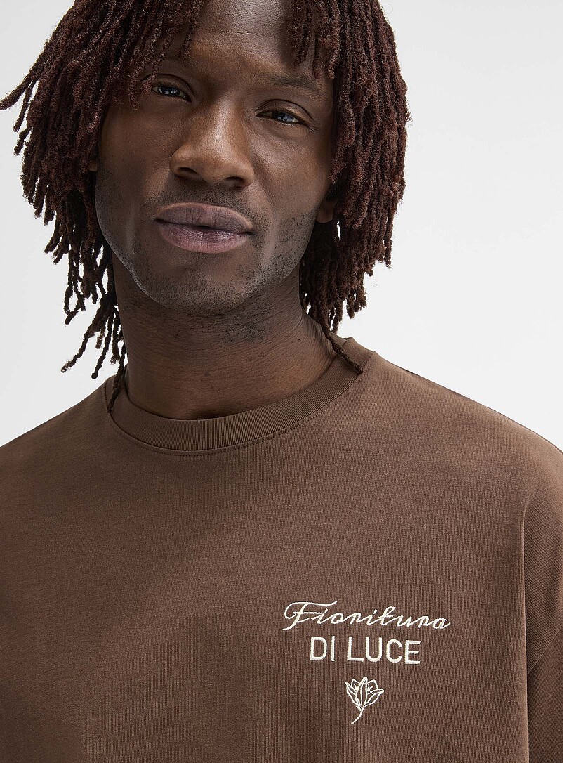 Le 31: Le t-shirt broderie estivale <b>Coupe surdimensionn&eacute;e</b> Blanc cass&eacute; pour homme