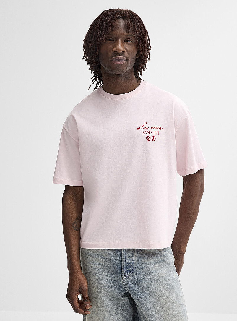 Le 31: Le t-shirt broderie estivale <b>Coupe surdimensionn&eacute;e</b> Blanc cass&eacute; pour homme