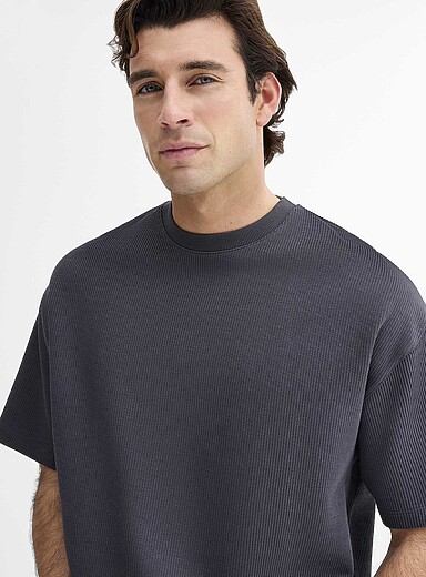 Le 31 Oxford Thick textured jersey T-shirt <b>Oversized fit</b> for men