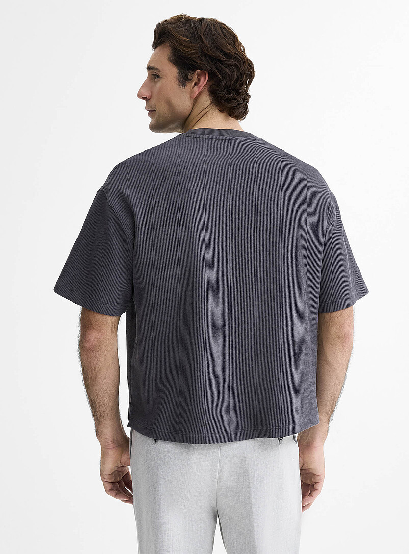 Le 31: Le t-shirt dense jersey textur&eacute; <b>Coupe surdimensionn&eacute;e</b> Rouge pour homme