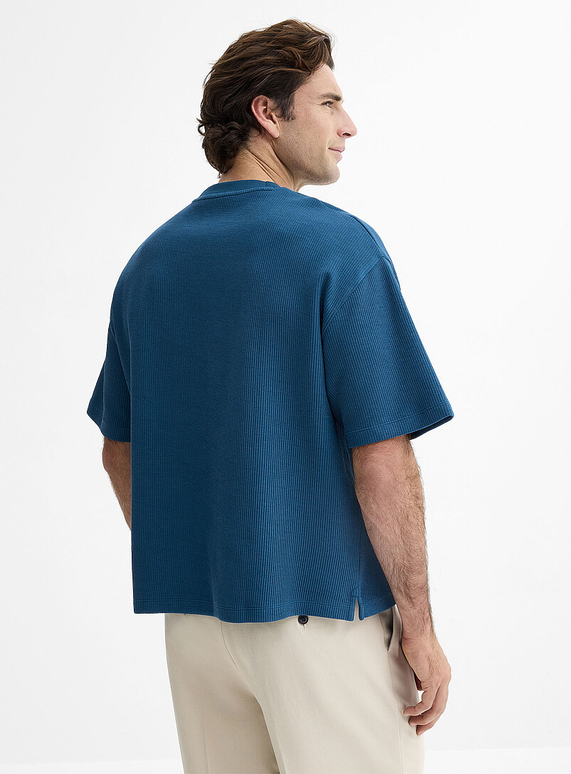 Le 31: Le t-shirt dense jersey textur&eacute; <b>Coupe surdimensionn&eacute;e</b> Rouge pour homme