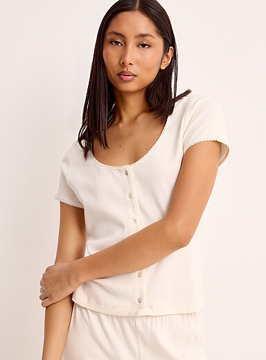 Le cardigan tricot pointelle bord festonn&eacute;