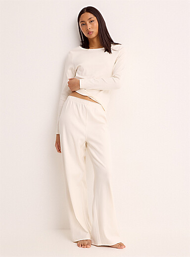 Le pantalon pyjama tricot pointelle bord festonn&eacute;