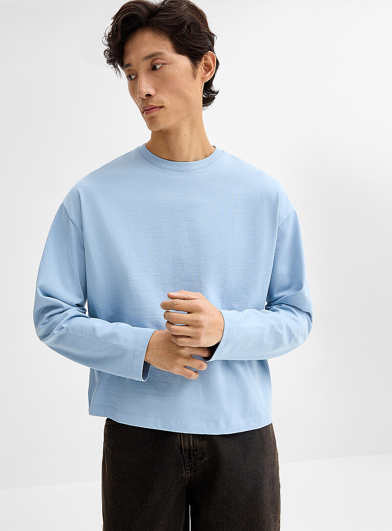 Oversized organic long sleeve T-shirt navy blue