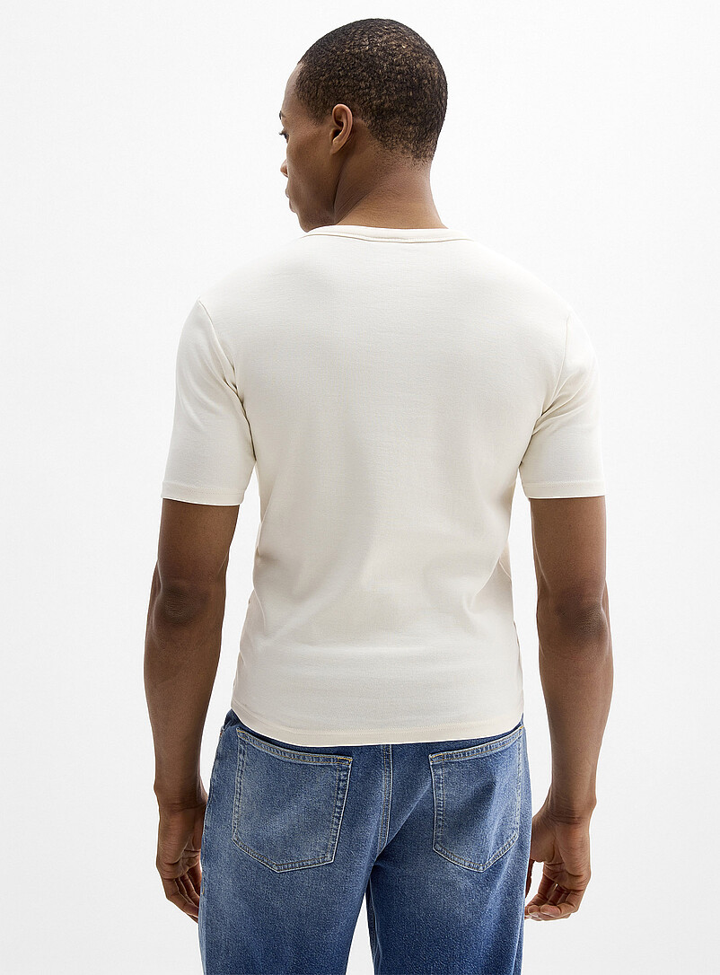 Le 31: Le t-shirt henley jersey extensible <b>Coupe ajust&eacute;e</b> Bleu moyen - Ardoise pour homme