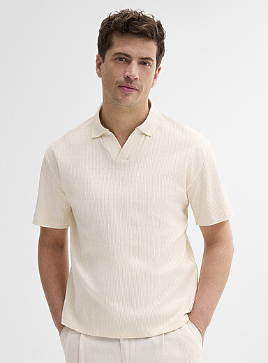 Le polo col Johnny jersey textur&eacute; <b>Coupe confort</b>