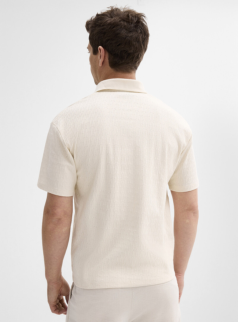 Le 31: Le polo col Johnny jersey textur&eacute; <b>Coupe confort</b> Bleu marine - Bleu nuit pour homme