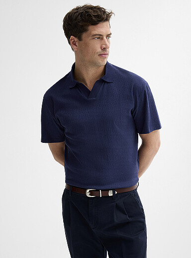 Le polo col Johnny jersey textur&eacute; <b>Coupe confort</b>