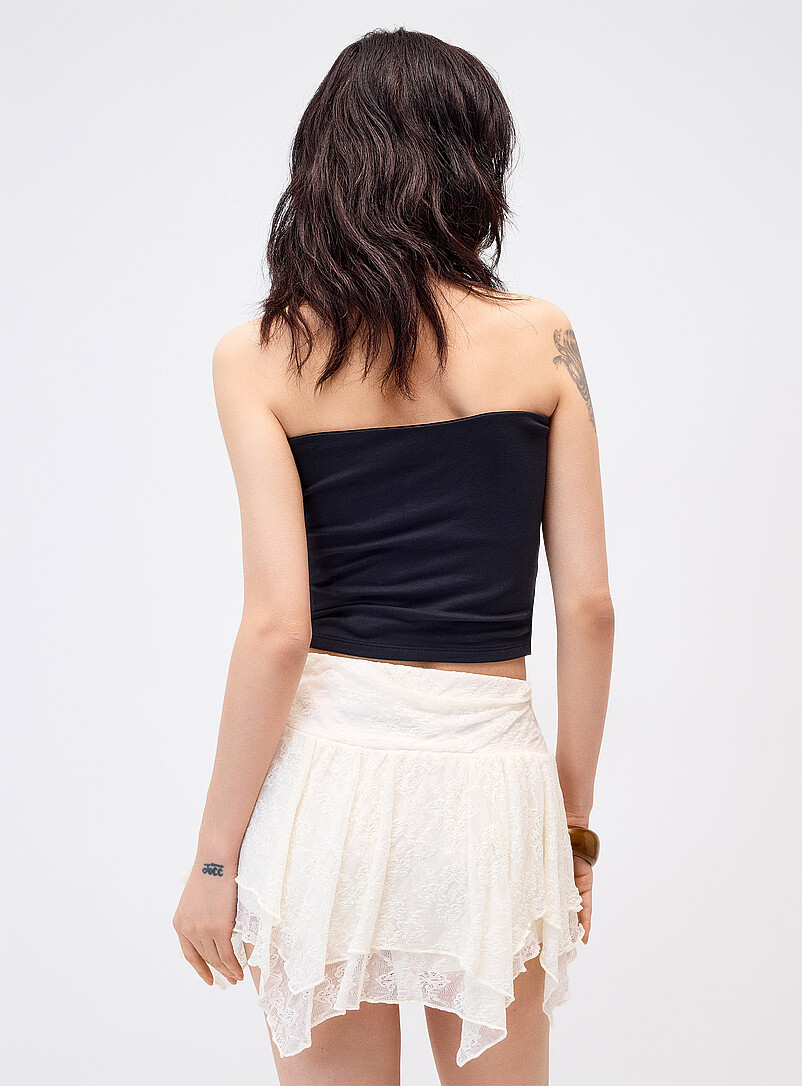Twik Patterned White Summery double-layer tube top for women