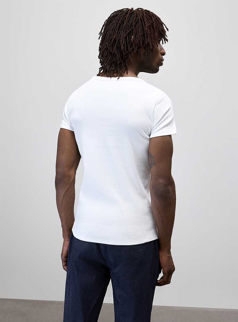 Le 31: Le t-shirt col rond d&eacute;gag&eacute; jersey c&ocirc;tel&eacute; Taupe pour homme