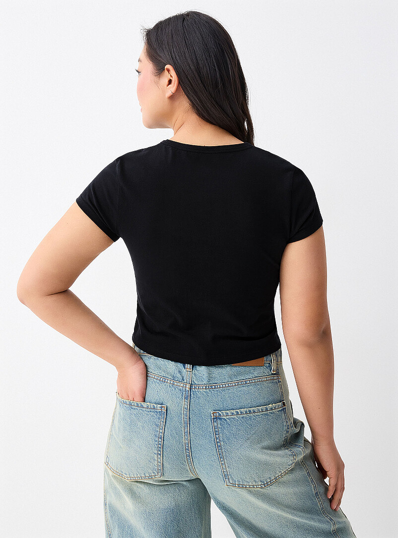 Twik: Le t-shirt ajust&eacute; court coton bio Gris clair pour femme
