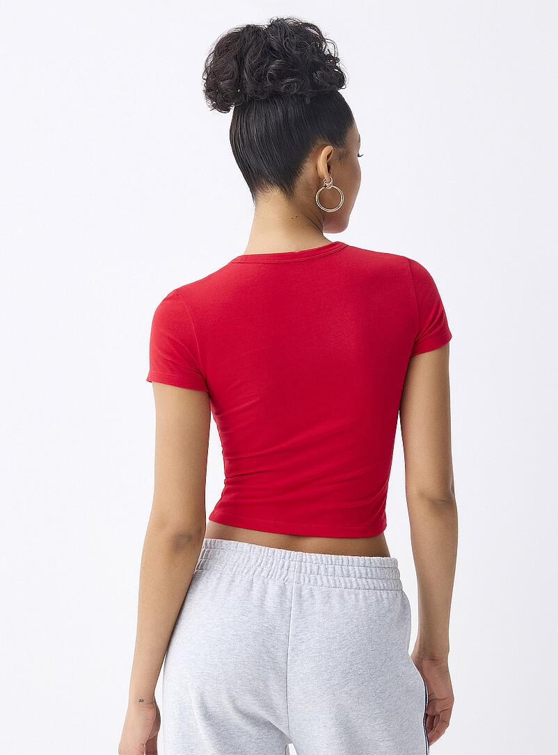 Twik Light Grey Fitted organic cotton T-shirt for women