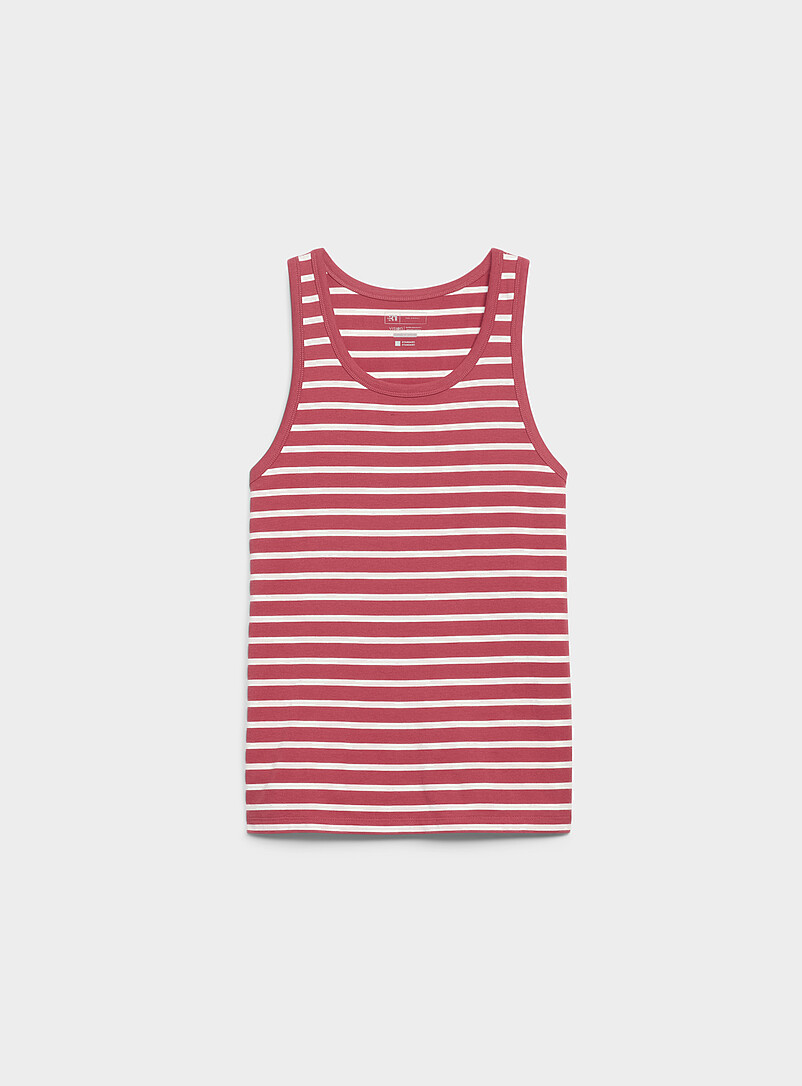 Le 31: La camisole rayures marini&egrave;res <b>Coupe standard</b> Blanc &agrave; motif pour homme