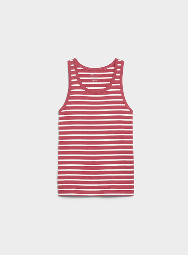 Le 31 Patterned white Sailor-stripe tank <b>Standard fit</b> for men