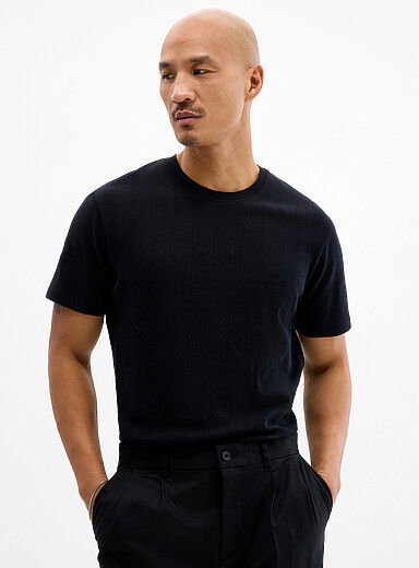 Pointelle stripe jersey T-shirt