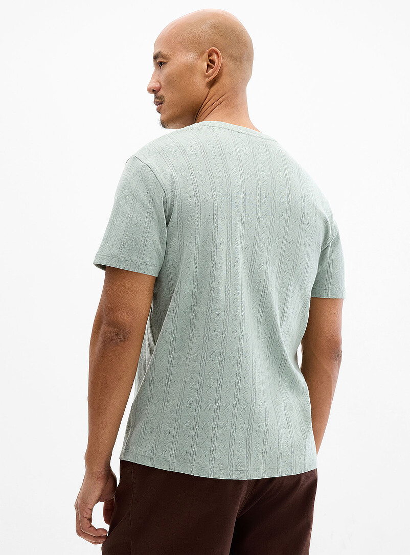 Le 31 Baby Blue Pointelle stripe jersey T-shirt for men