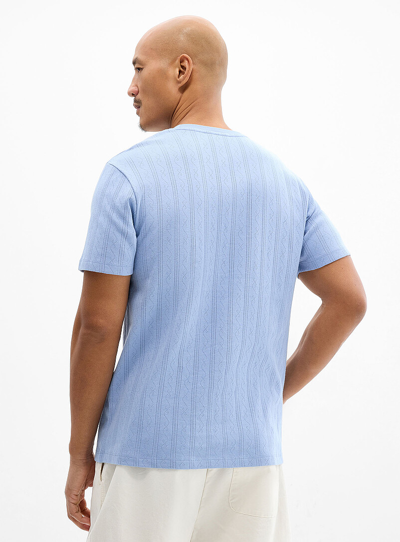 Le 31 Baby Blue Pointelle stripe jersey T-shirt for men